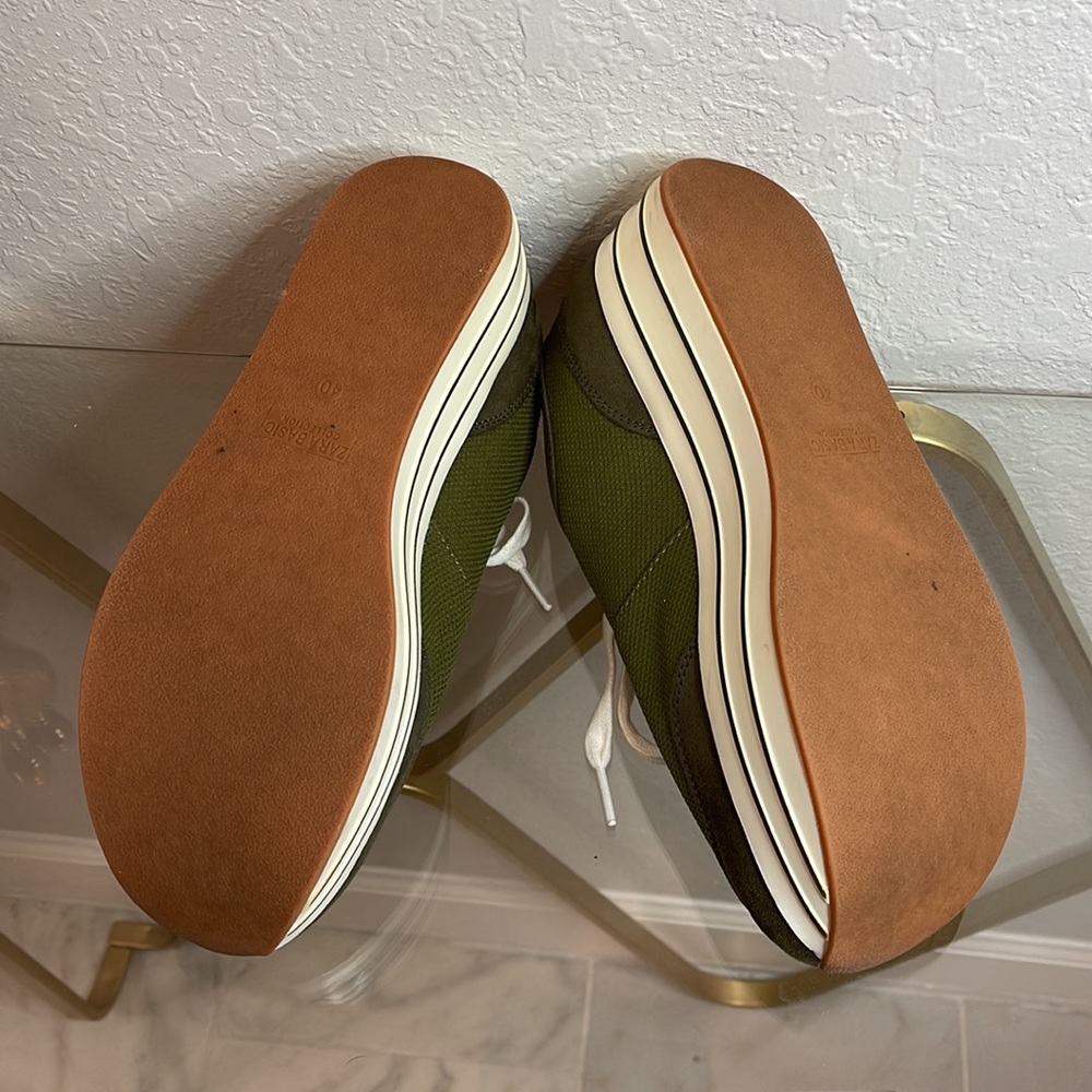 Zara Basic Collection Green Wedge Sneakers - image 4